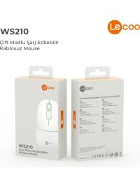 Lenovo Lecoo WS210 Bluetooth & 2.4G WiFi Kablosuz Şarjlı MOUSE BEYAZ